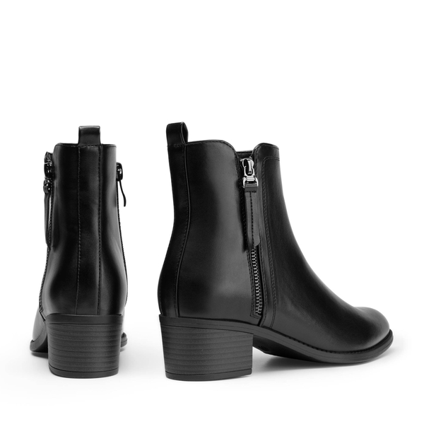 Pointed Toe Size Zip Ankle Boots - BLACK PU - 4